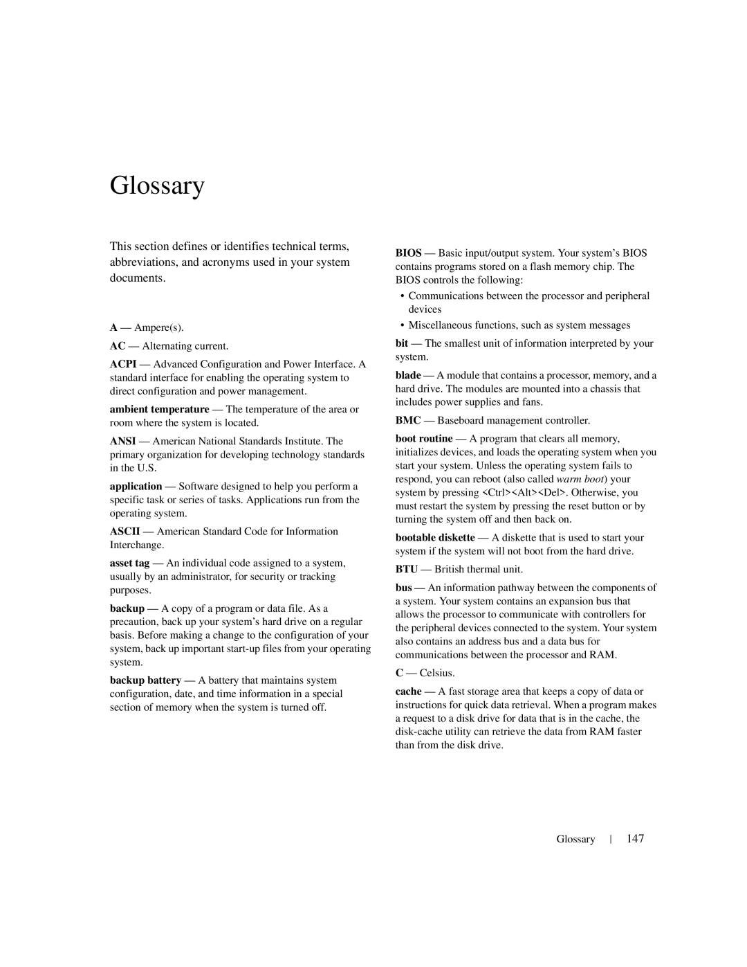 Dell 1950 owner manual Glossary, 147 