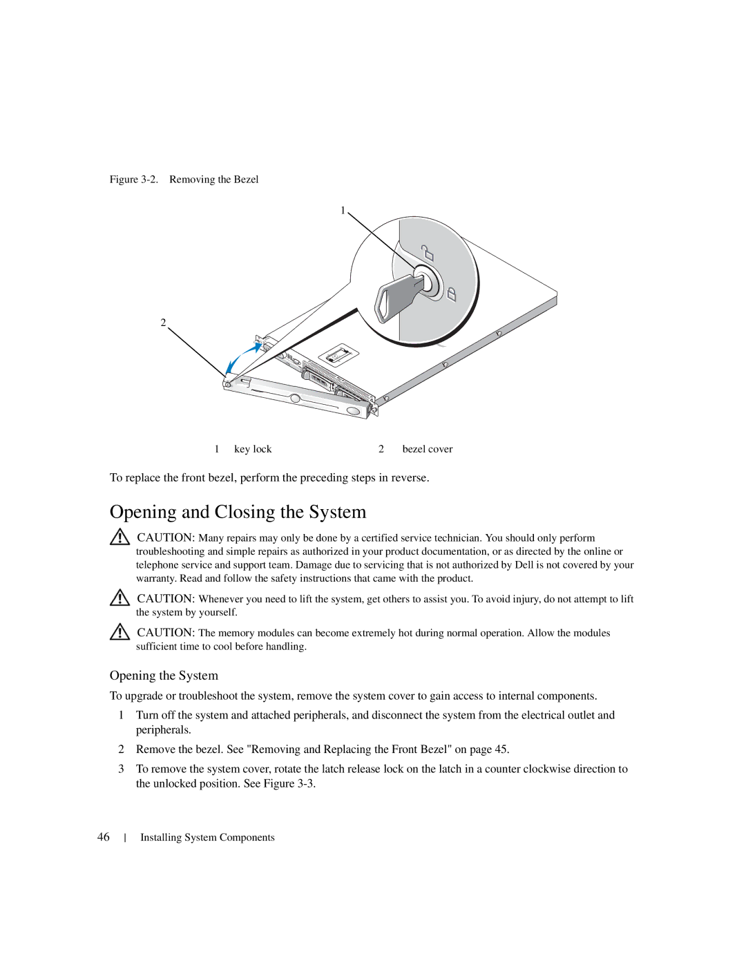 Dell 1950 owner manual Opening and Closing the System, Opening the System 