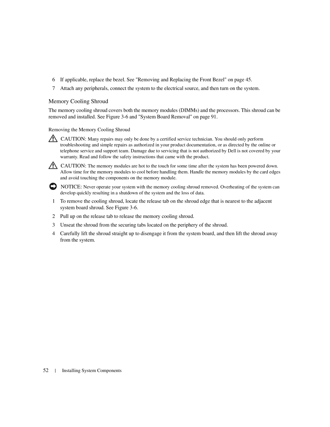 Dell 1950 owner manual Memory Cooling Shroud 