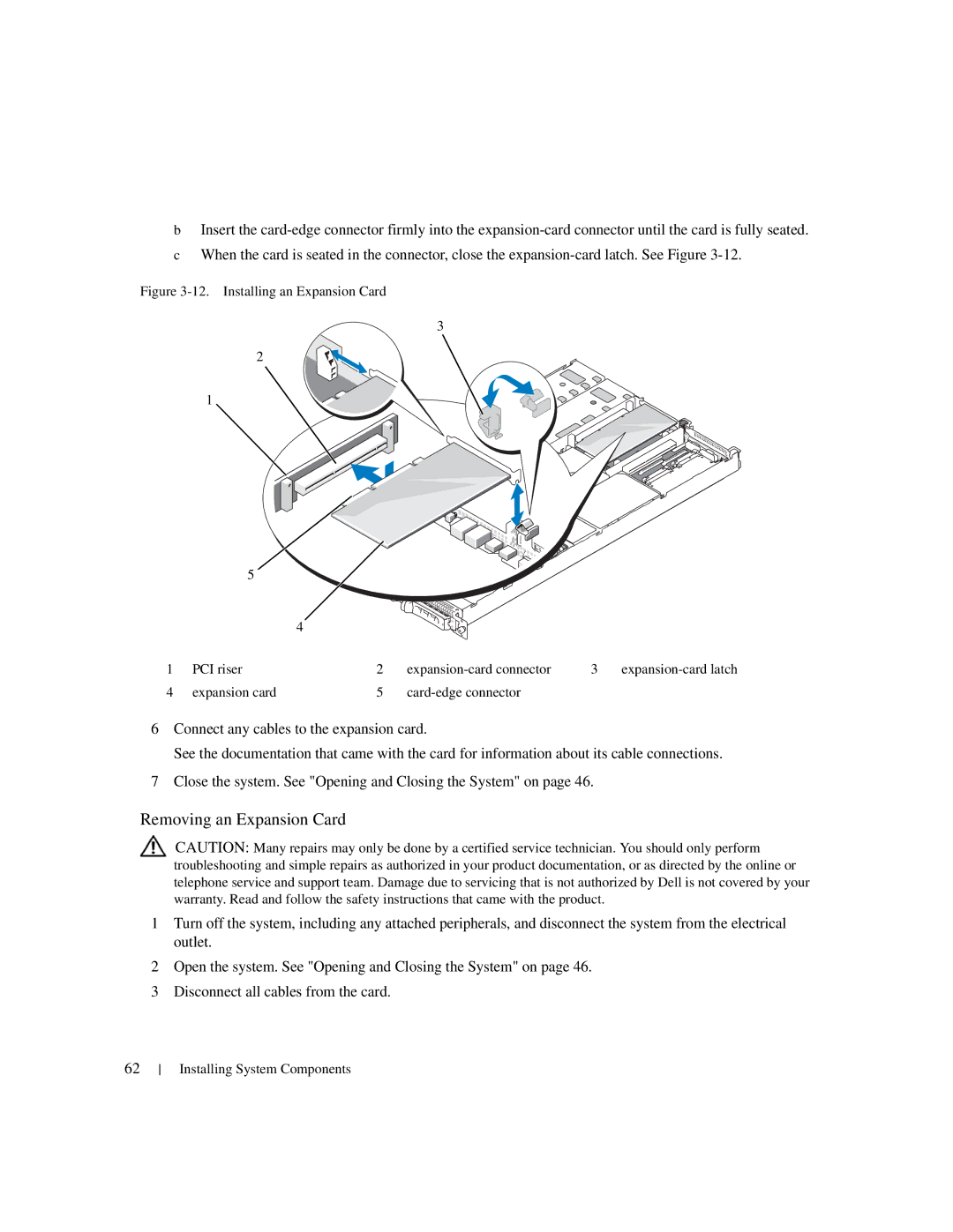 Dell 1950 owner manual Removing an Expansion Card 