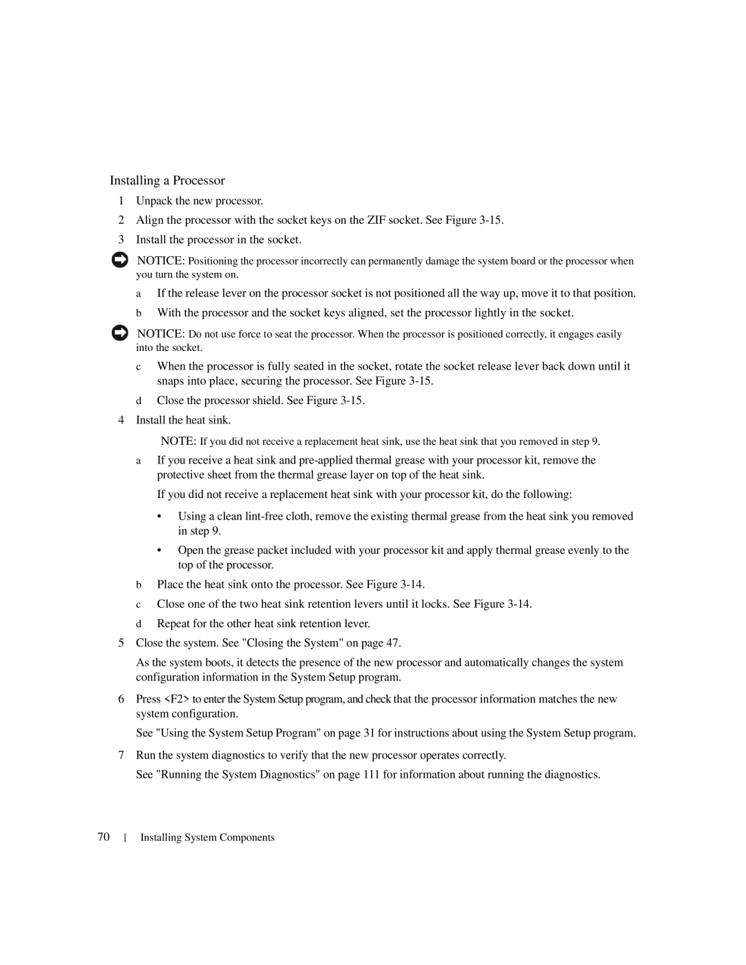 Dell 1950 owner manual Installing a Processor 