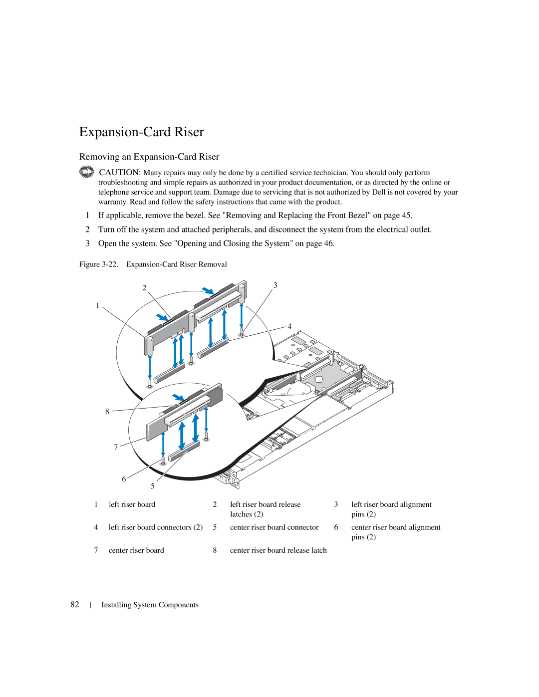 Dell 1950 owner manual Removing an Expansion-Card Riser 