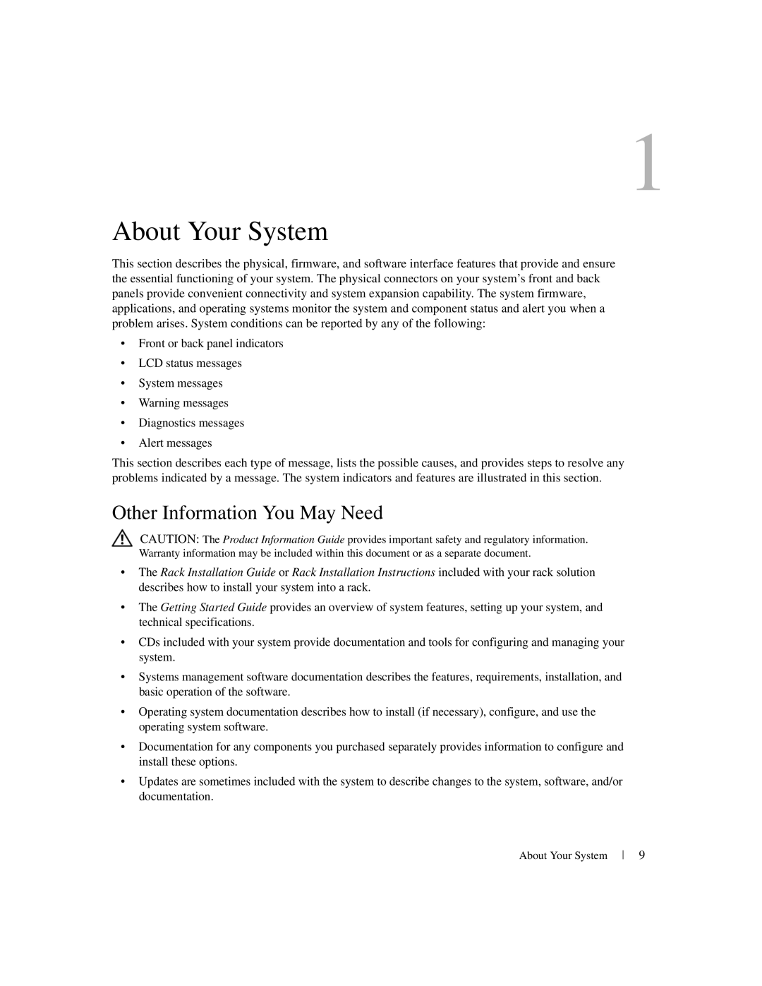 Dell 1950 owner manual About Your System, Other Information You May Need 