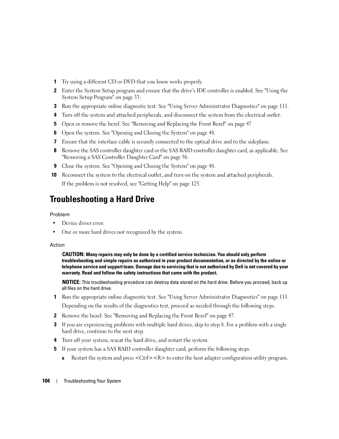 Dell 1950 owner manual Troubleshooting a Hard Drive 