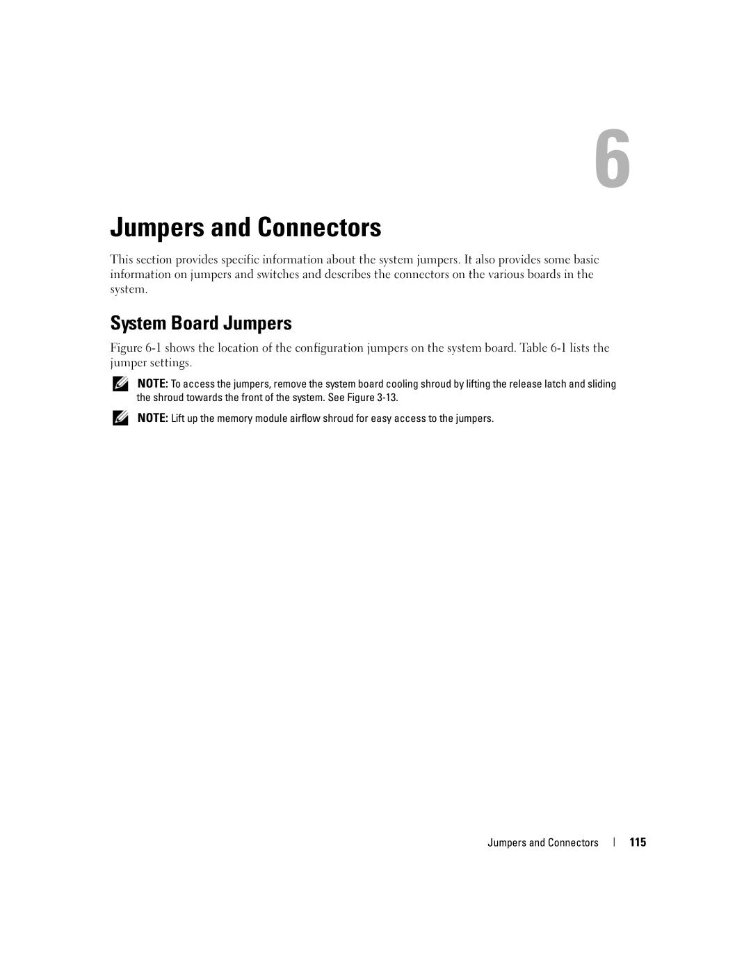 Dell 1950 owner manual System Board Jumpers, 115, Jumpers and Connectors 