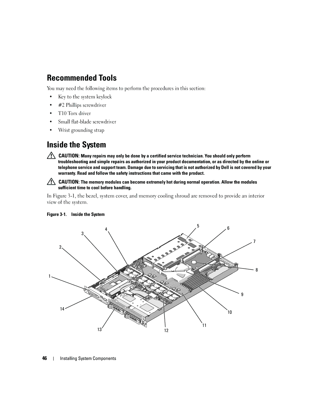 Dell 1950 owner manual Recommended Tools, Inside the System 