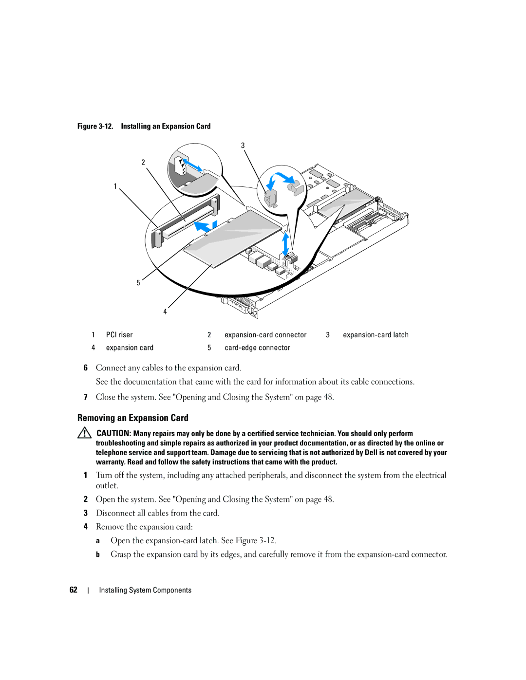 Dell 1950 owner manual Removing an Expansion Card, Card-edge connector 