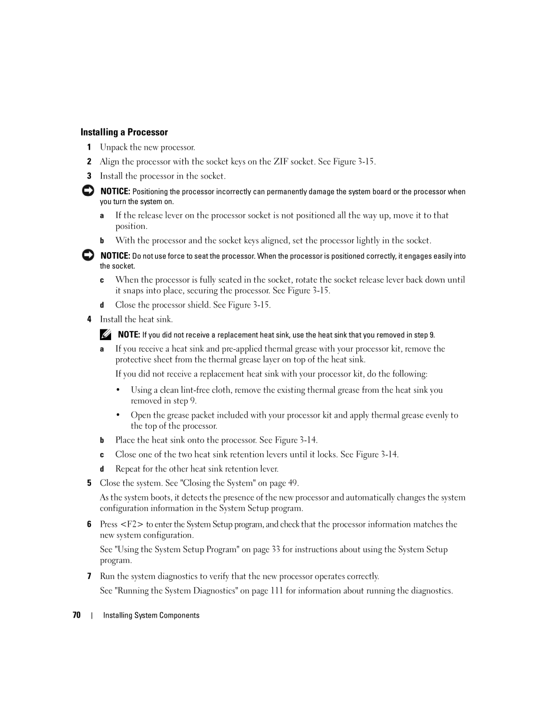 Dell 1950 owner manual Installing a Processor 