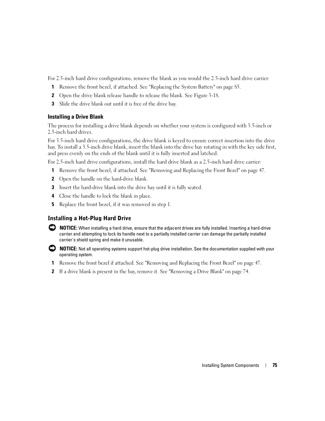 Dell 1950 owner manual Installing a Drive Blank, Installing a Hot-Plug Hard Drive 