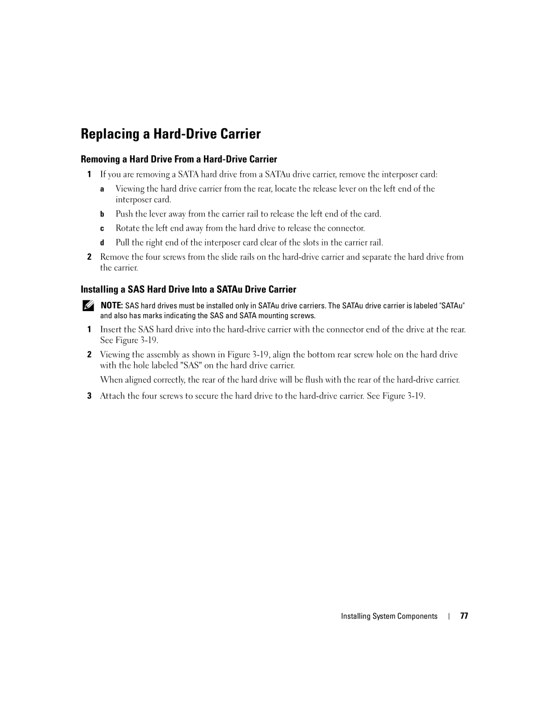 Dell 1950 owner manual Replacing a Hard-Drive Carrier, Removing a Hard Drive From a Hard-Drive Carrier 