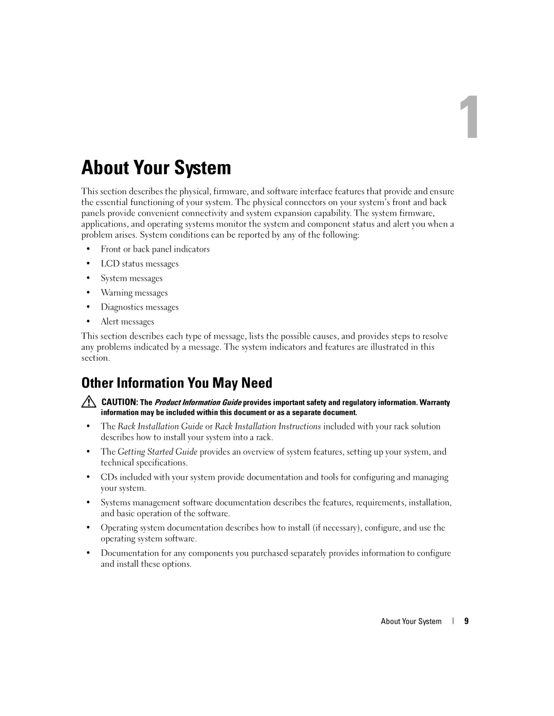 Dell 1950 owner manual Other Information You May Need, About Your System 