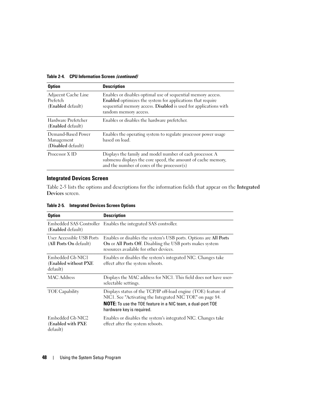 Dell 1955 owner manual Integrated Devices Screen, Random memory access, Number of cores of the processors 