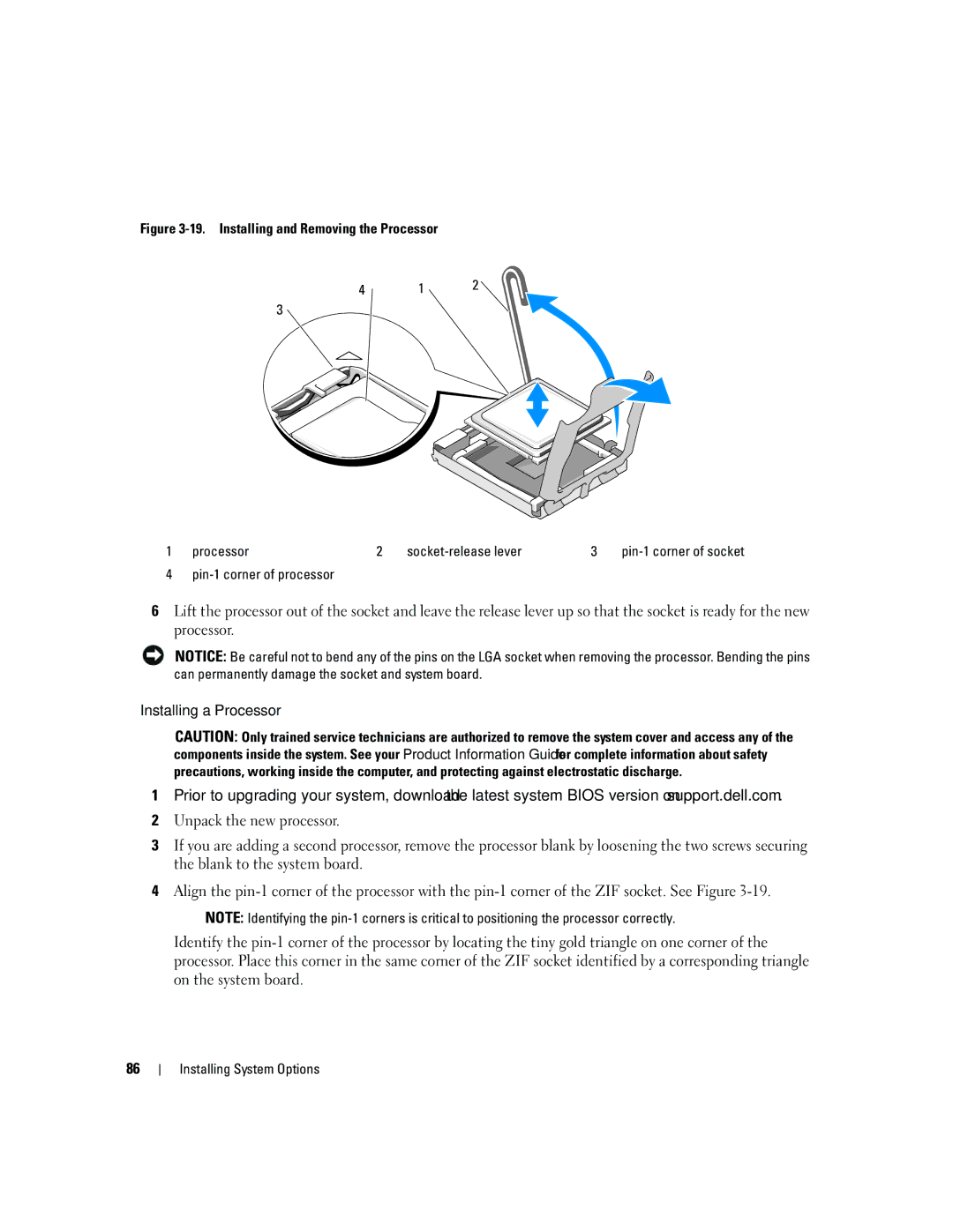 Dell 1955 owner manual Pin-1 corner of processor 