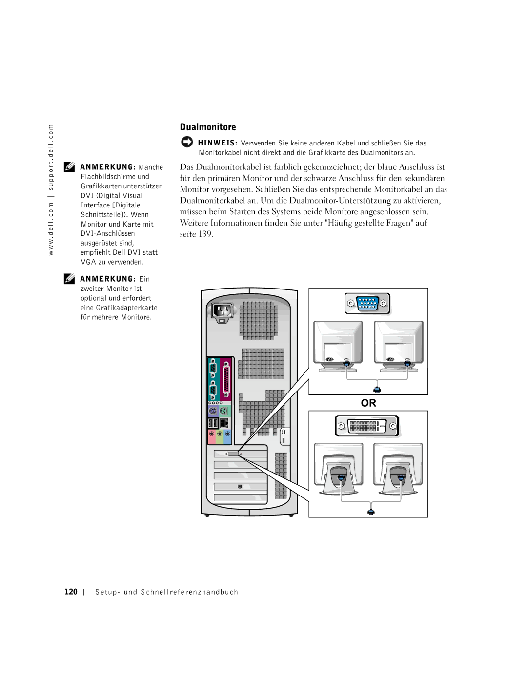 Dell 1G155 manual Dualmonitore, Setup- und Schnellreferenzhandbuch 