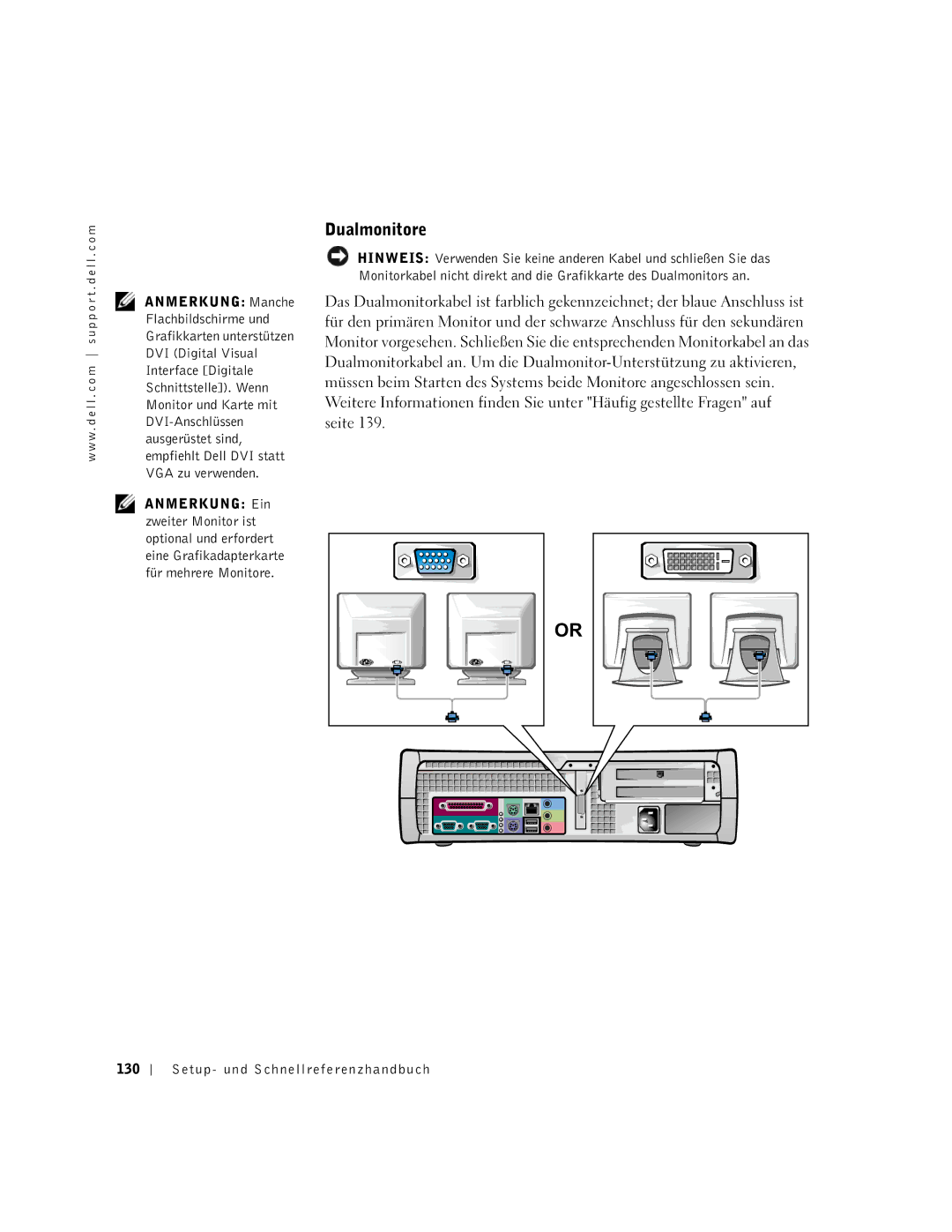 Dell 1G155 manual Dualmonitore, Setup- und Schnellreferenzhandbuch 