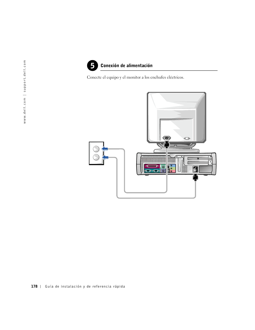 Dell 1G155 manual Conexión de alimentación, 178 Guía de instalación y de referencia rápida 