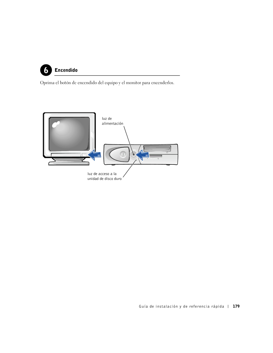 Dell 1G155 manual Encendido, Guía de instalación y de referencia rápida 179 