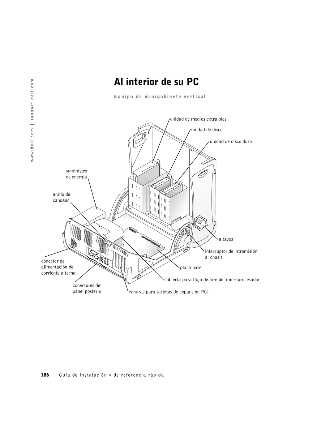 Dell 1G155 manual Al interior de su PC 