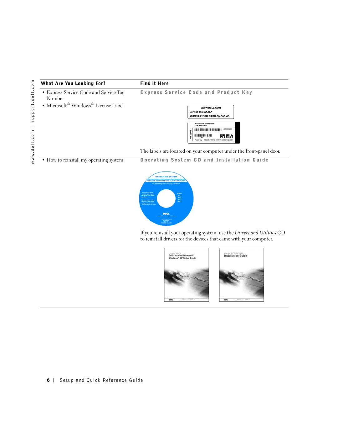 Dell 1G155 manual P r e s s S e r v i c e code a n d P r o d u c t Ke y, Number Microsoft Windows License Label 