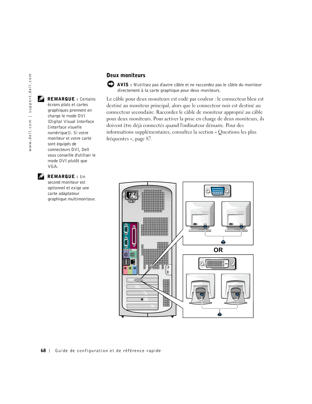 Dell 1G155 manual Deux moniteurs 