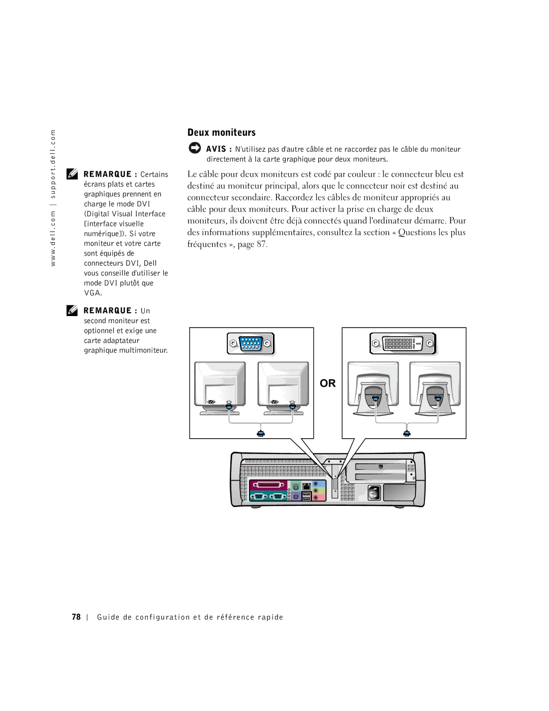 Dell 1G155 manual Deux moniteurs 