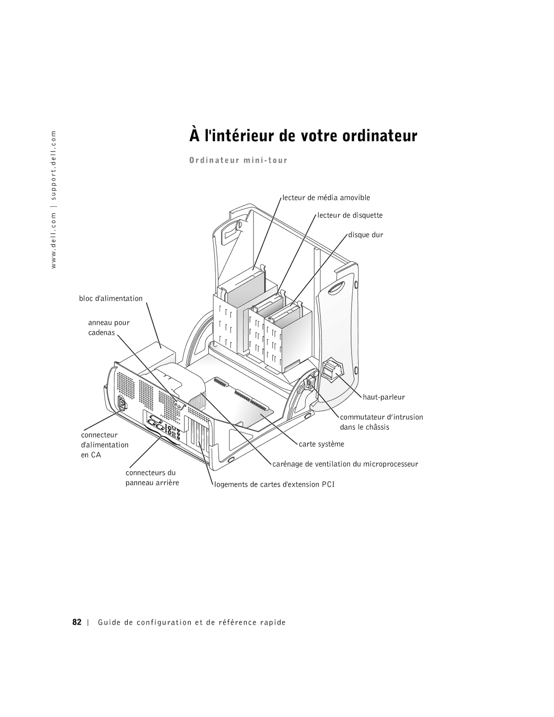 Dell 1G155 manual Lintérieur de votre ordinateur, Bloc dalimentation 