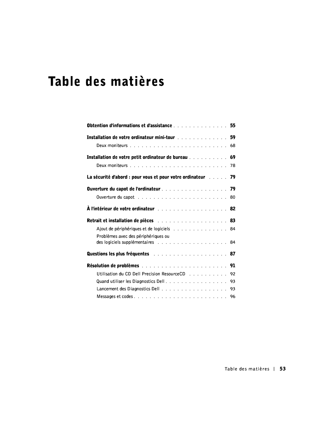 Dell 1G155 manual Table des matières 