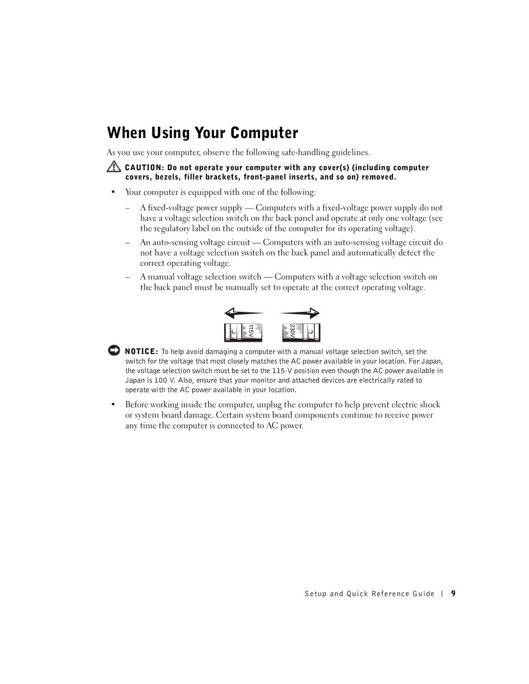 Dell 1U919 manual When Using Your Computer 