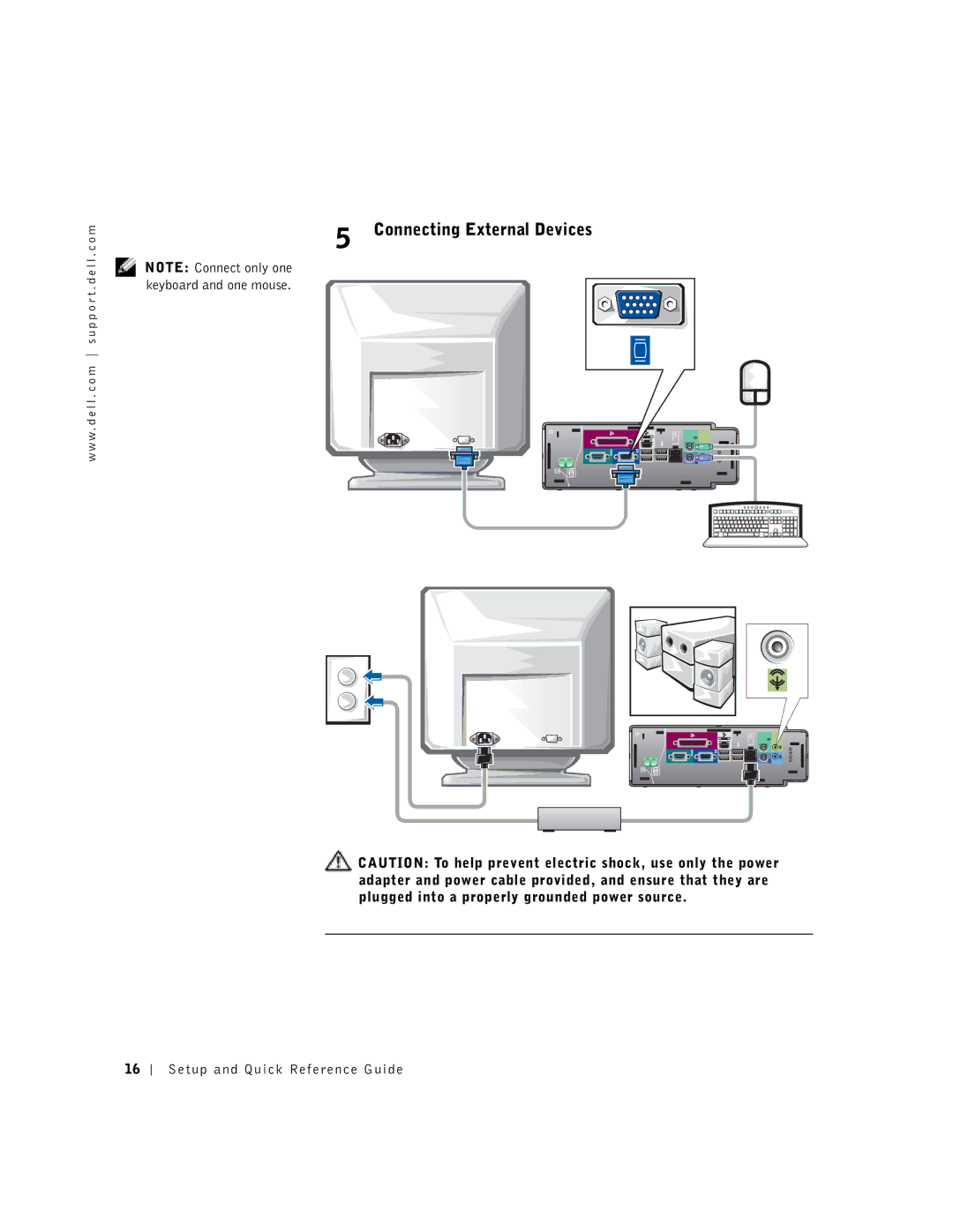 Dell 1U919 manual Connecting External Devices 