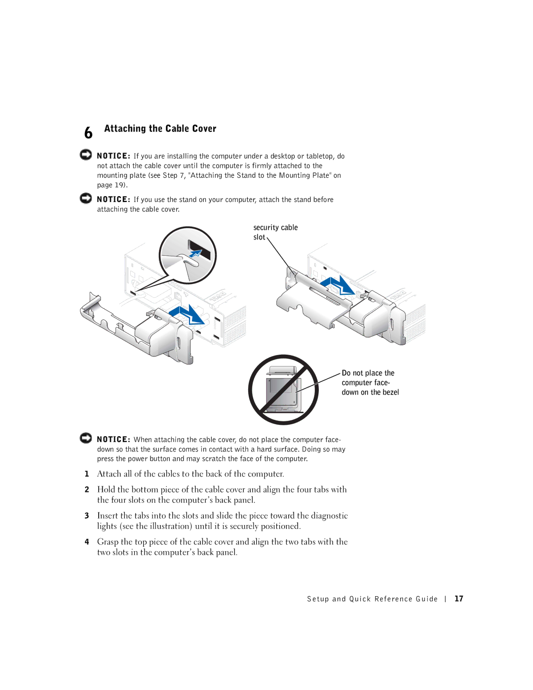 Dell 1U919 manual Attaching the Cable Cover 