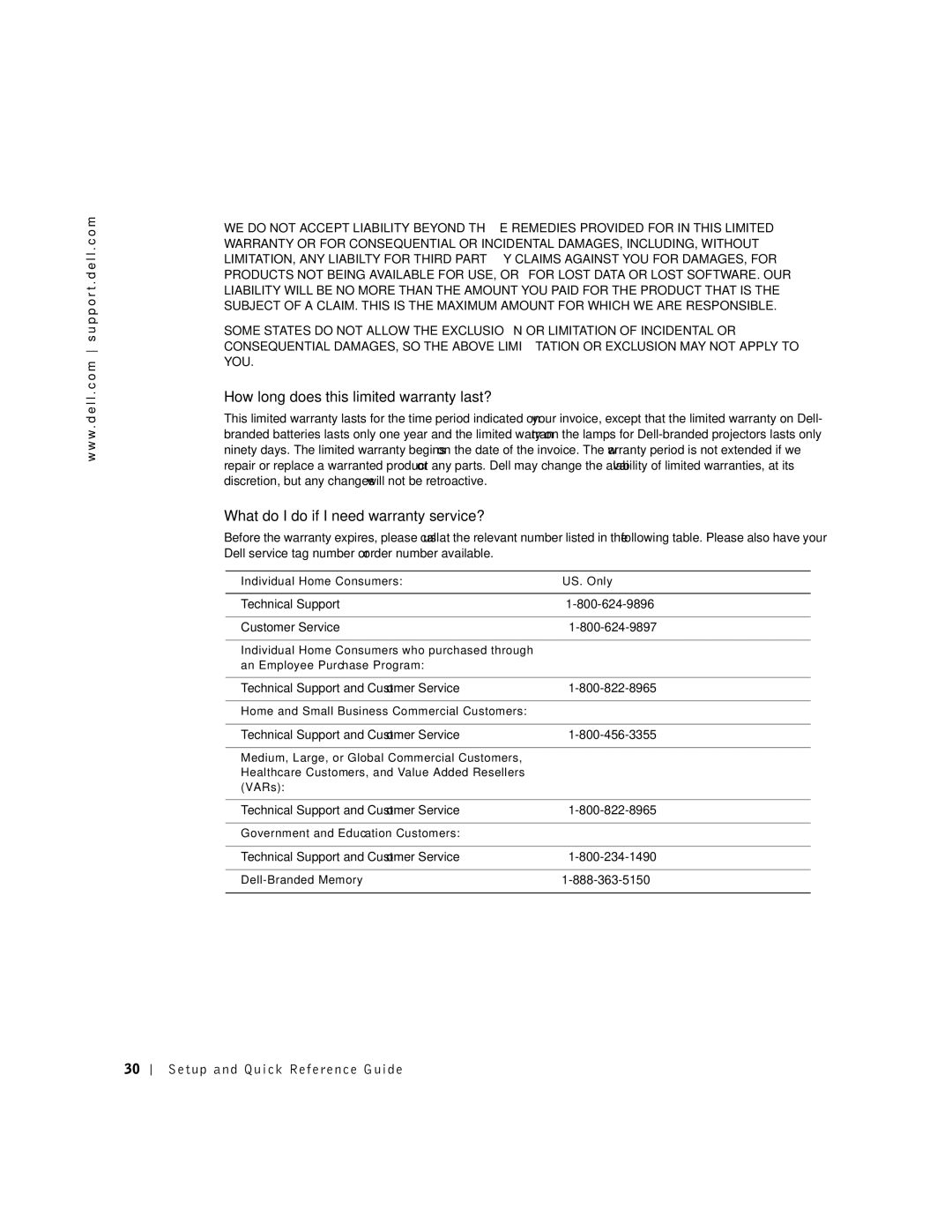 Dell 1U919 manual How long does this limited warranty last?, What do I do if I need warranty service? 