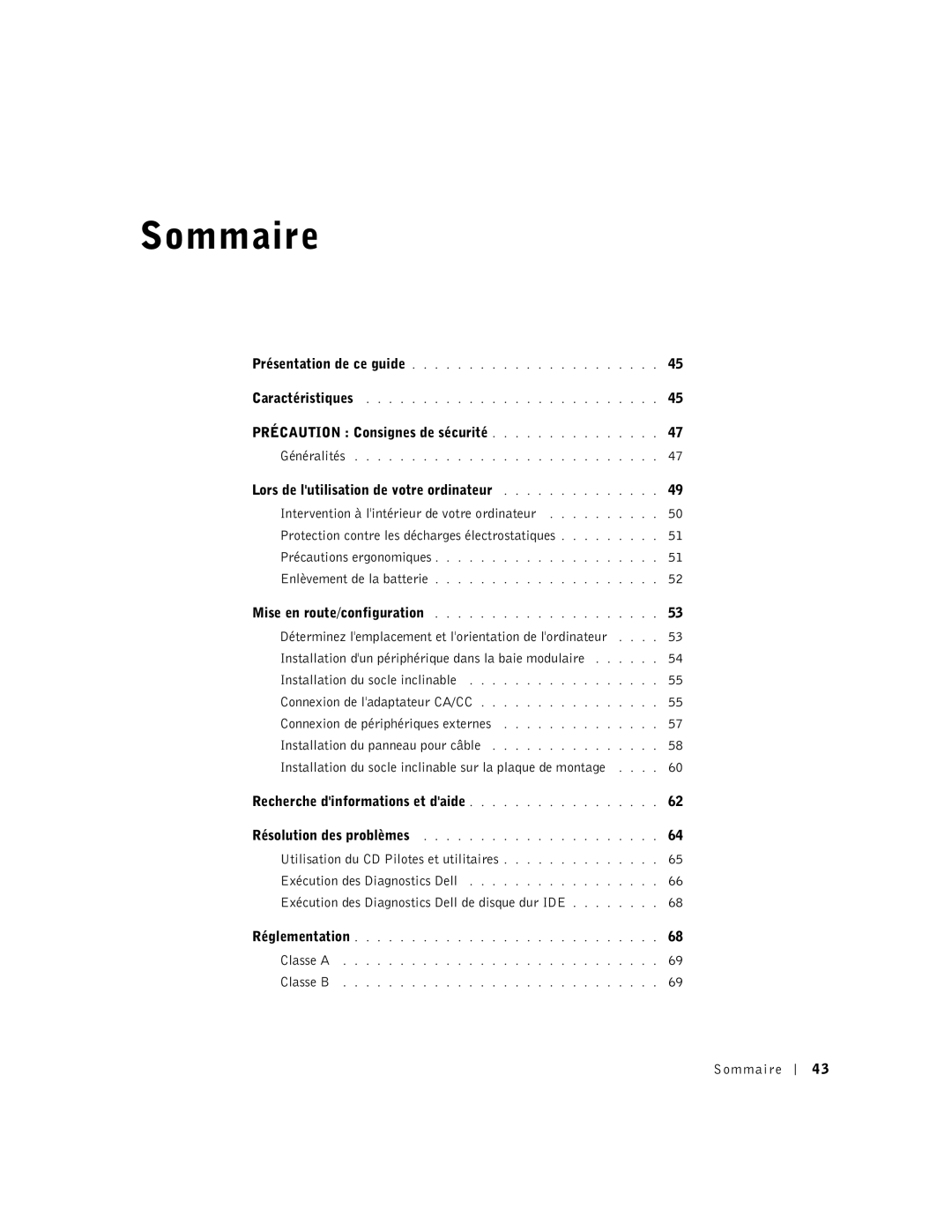 Dell 1U919 manual Sommaire 