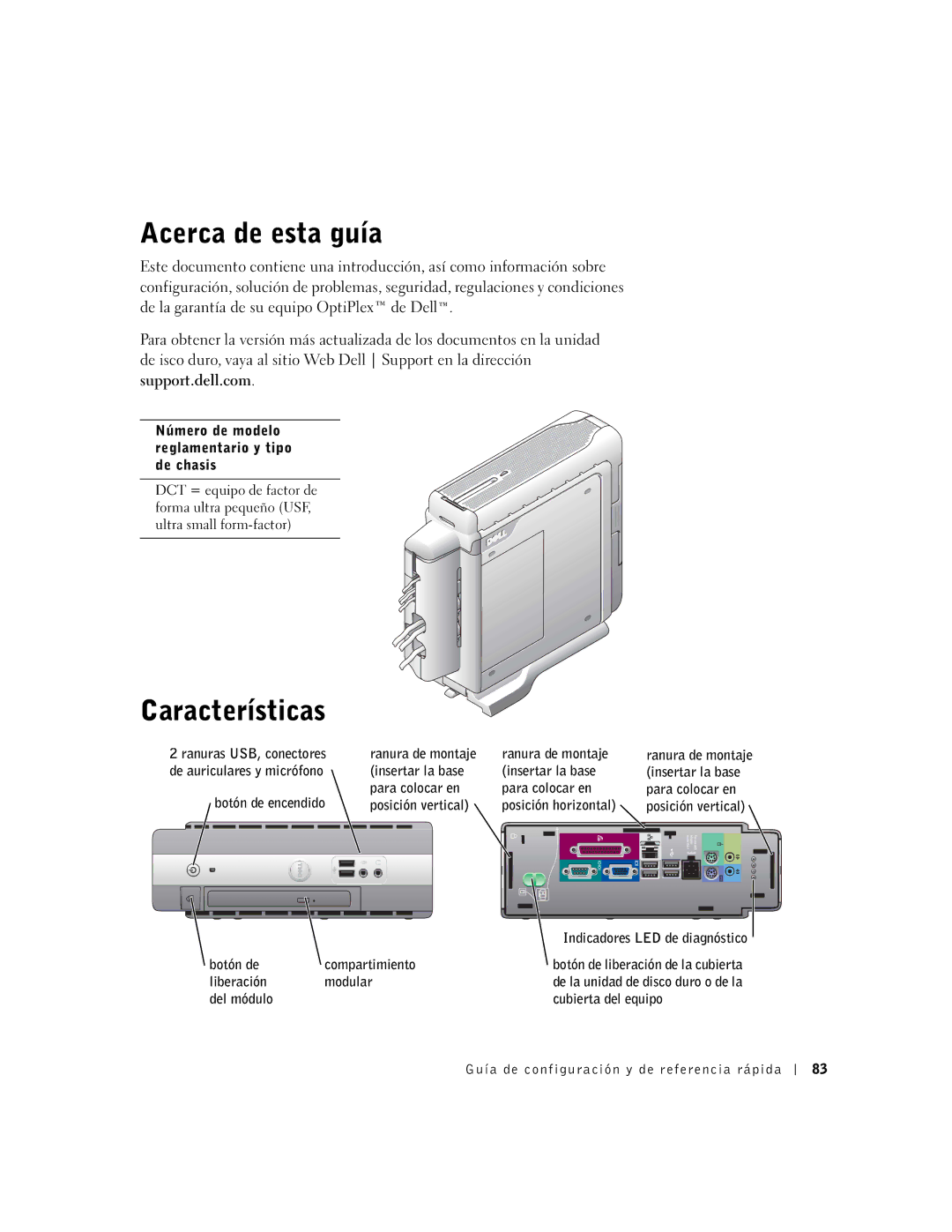 Dell 1U919 manual Acerca de esta guía, Características 