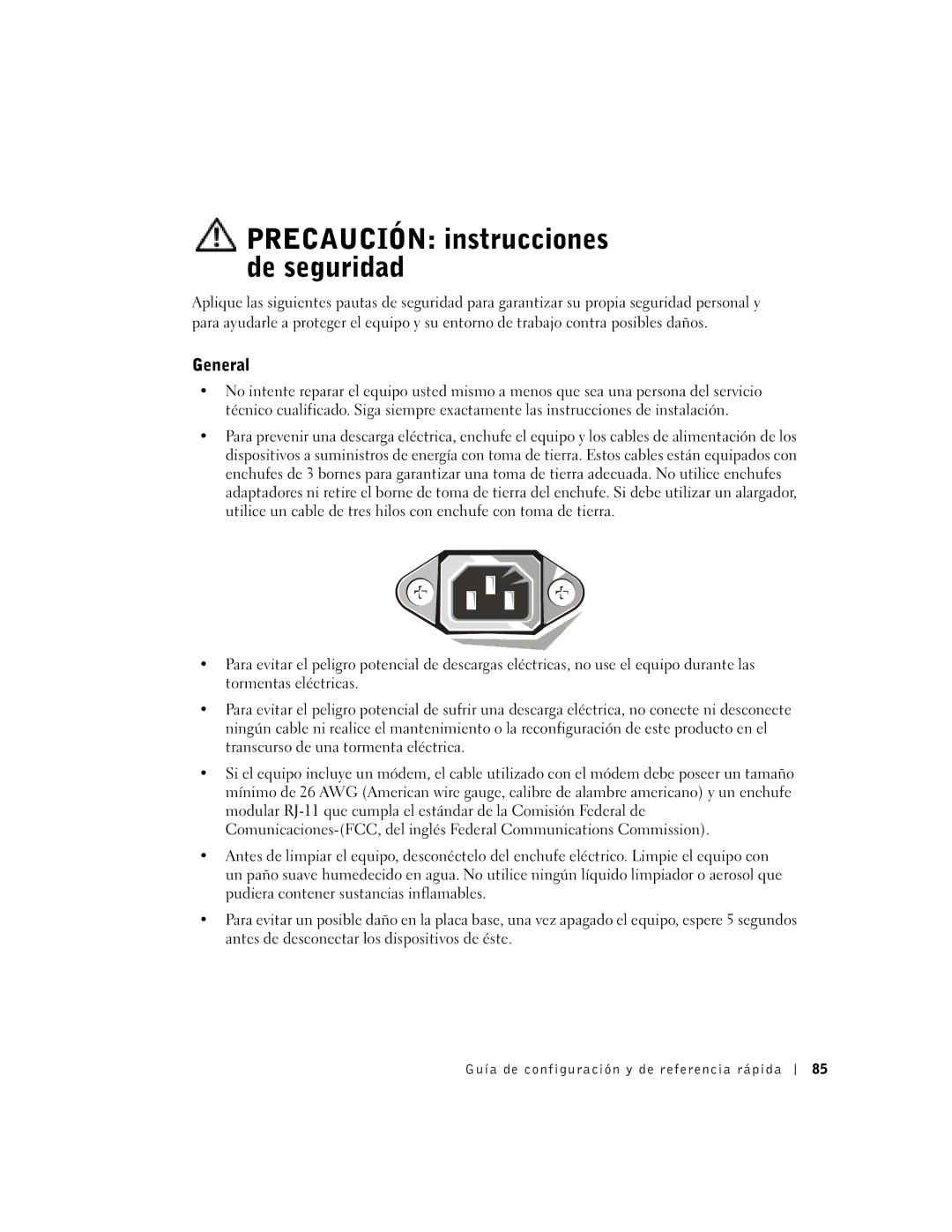 Dell 1U919 manual Precaución instrucciones de seguridad, General 