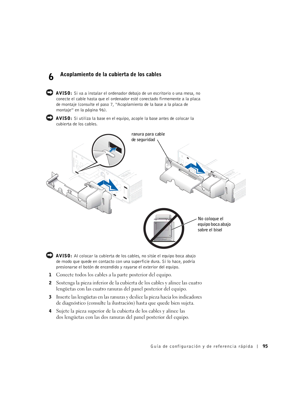 Dell 1U919 manual Acoplamiento de la cubierta de los cables 