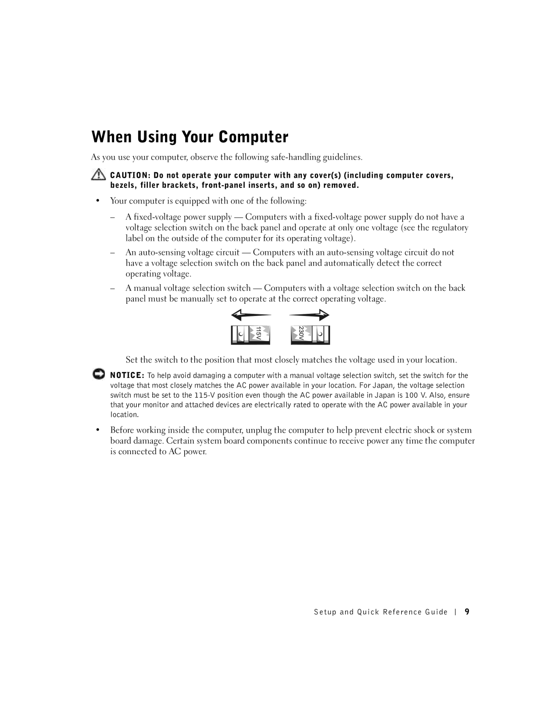 Dell 1U920 manual When Using Your Computer 