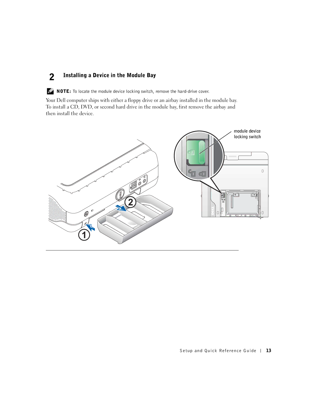 Dell 1U920 manual Installing a Device in the Module Bay 