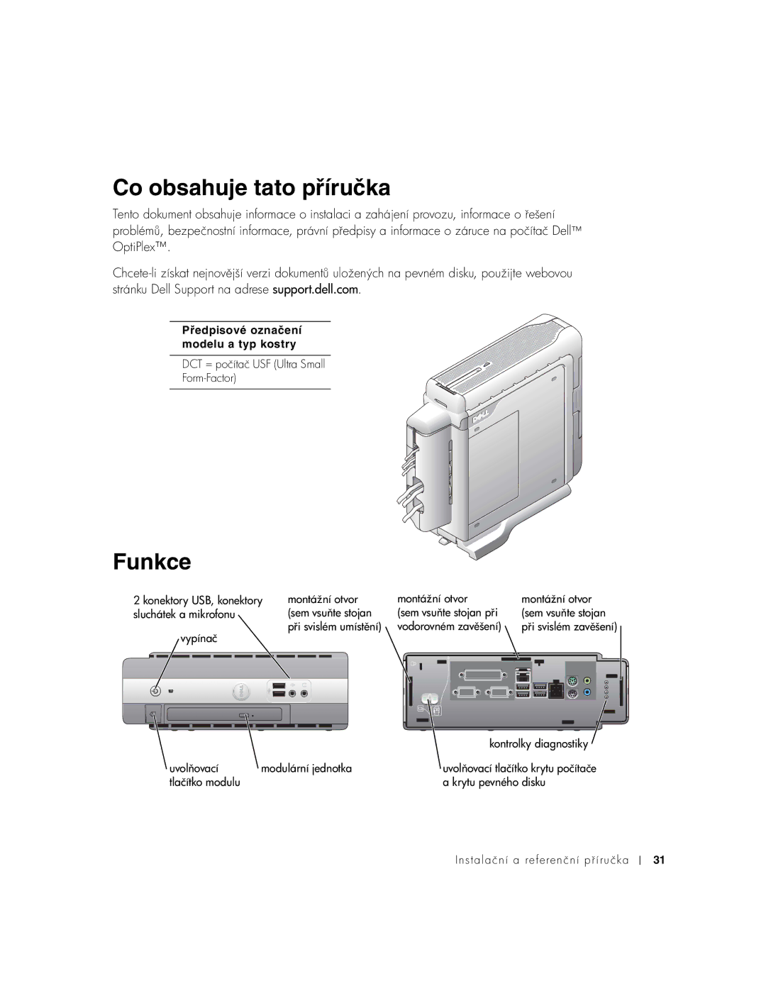 Dell 1U920 manual Co obsahuje tato příručka, Funkce 