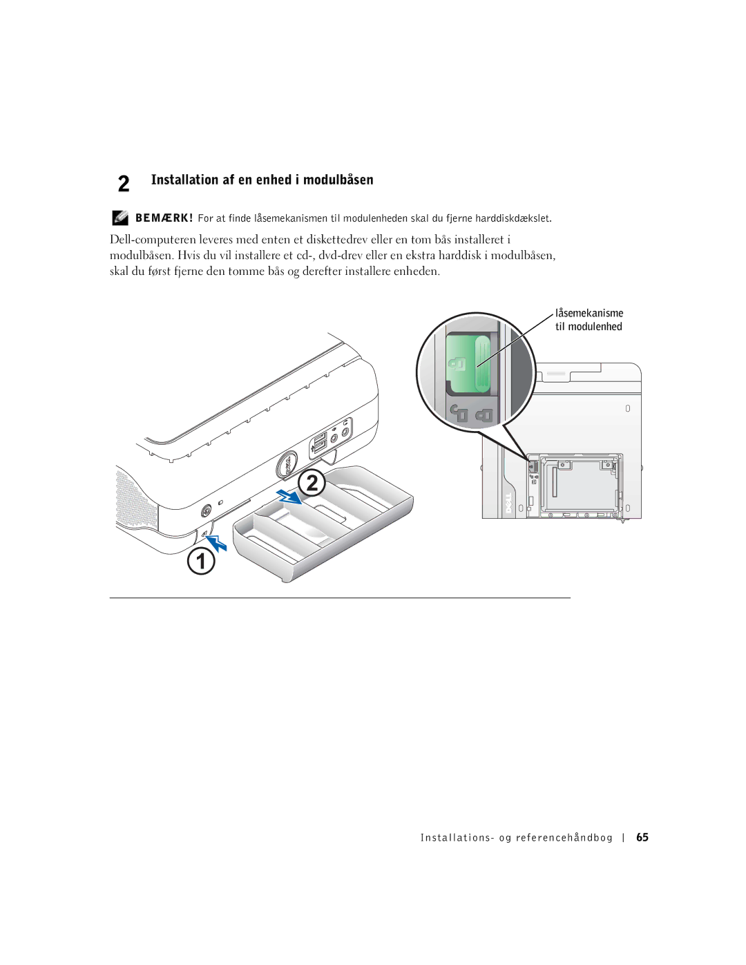 Dell 1U920 manual Installation af en enhed i modulbåsen 