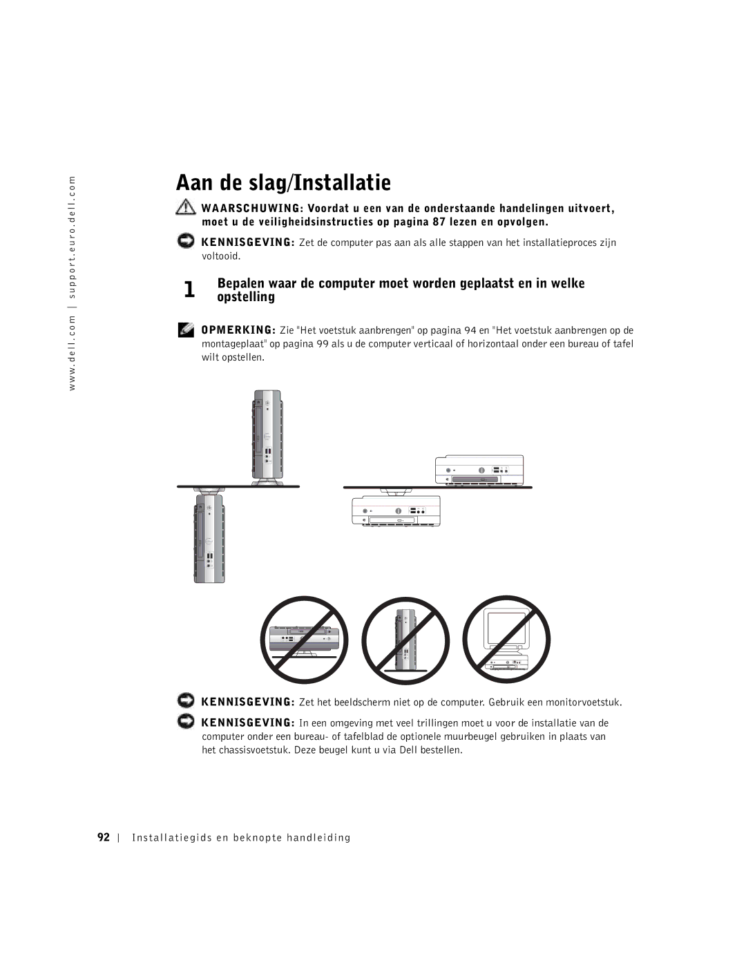 Dell 1U920 manual Aan de slag/Installatie, Opstelling 