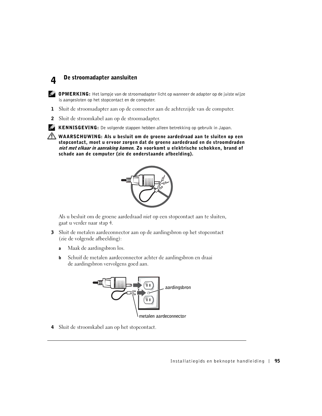 Dell 1U920 manual De stroomadapter aansluiten, Sluit de stroomkabel aan op het stopcontact 