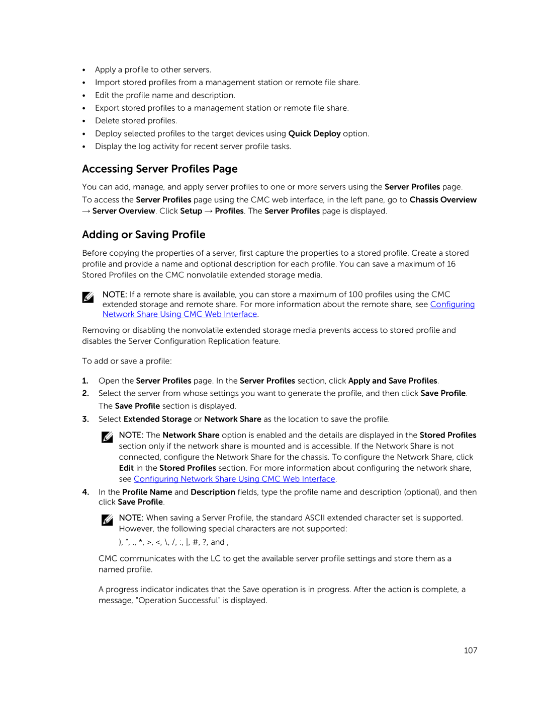 Dell 2 manual Accessing Server Profiles, Adding or Saving Profile 