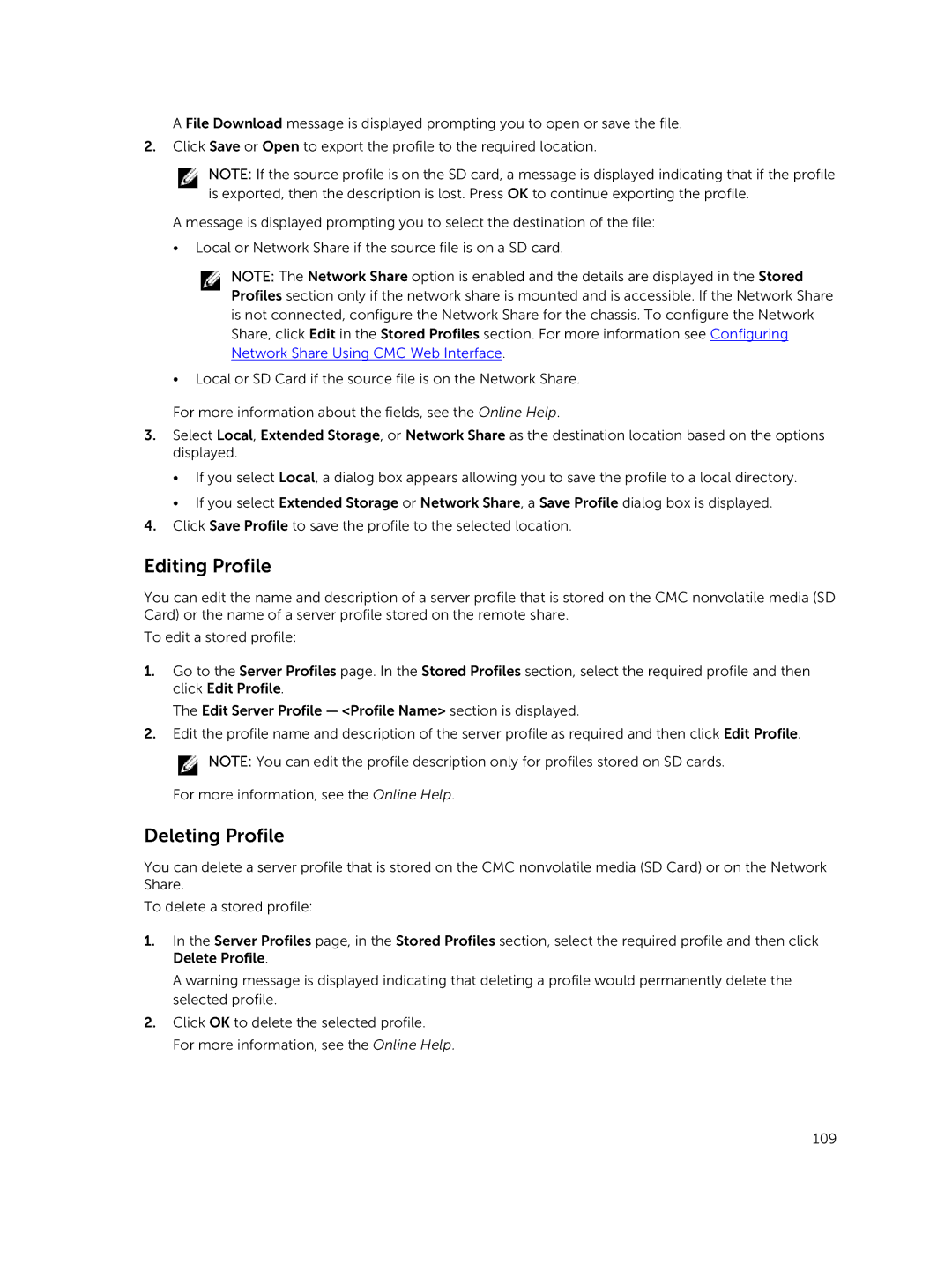 Dell 2 manual Editing Profile, Deleting Profile 