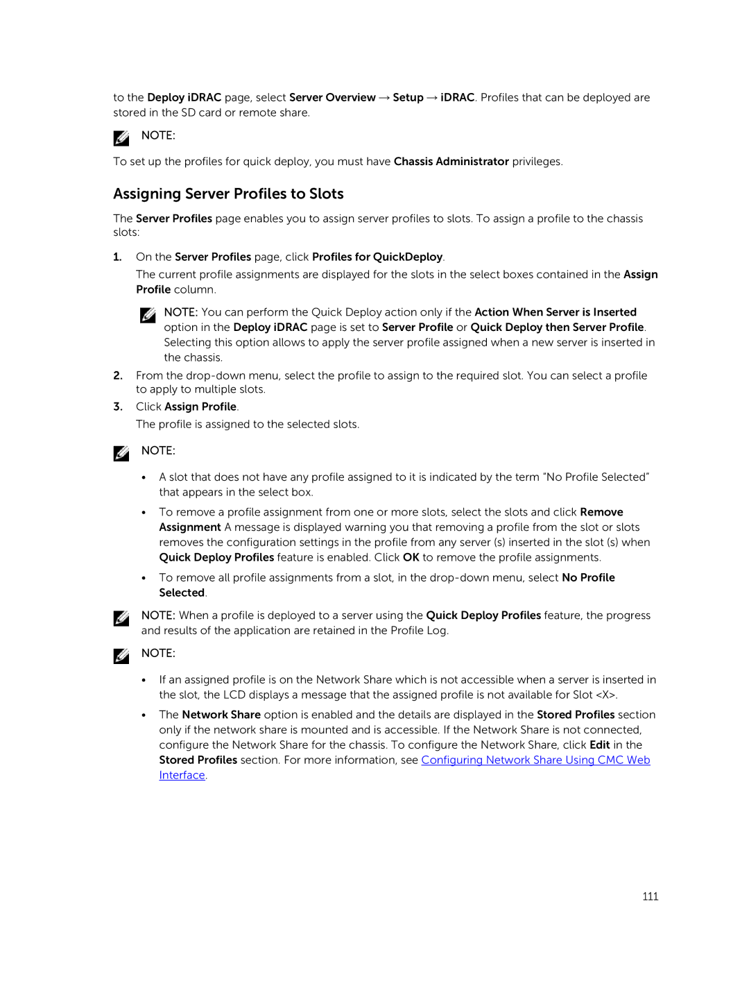 Dell 2 manual Assigning Server Profiles to Slots 