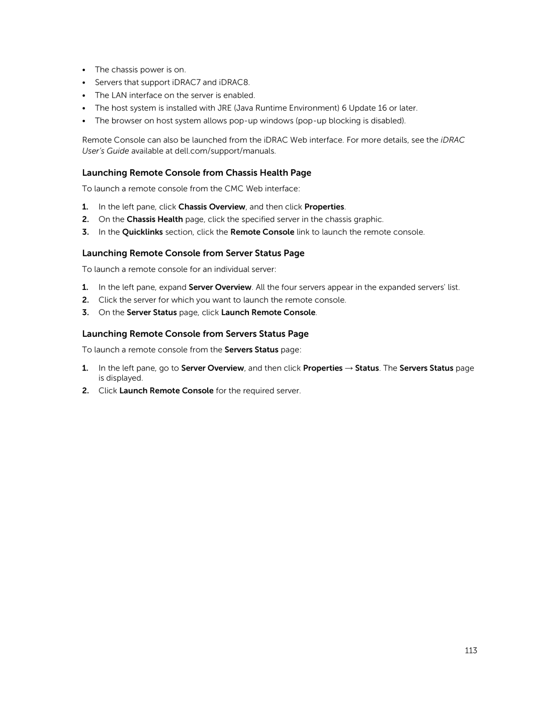 Dell 2 manual Launching Remote Console from Chassis Health, Launching Remote Console from Server Status 