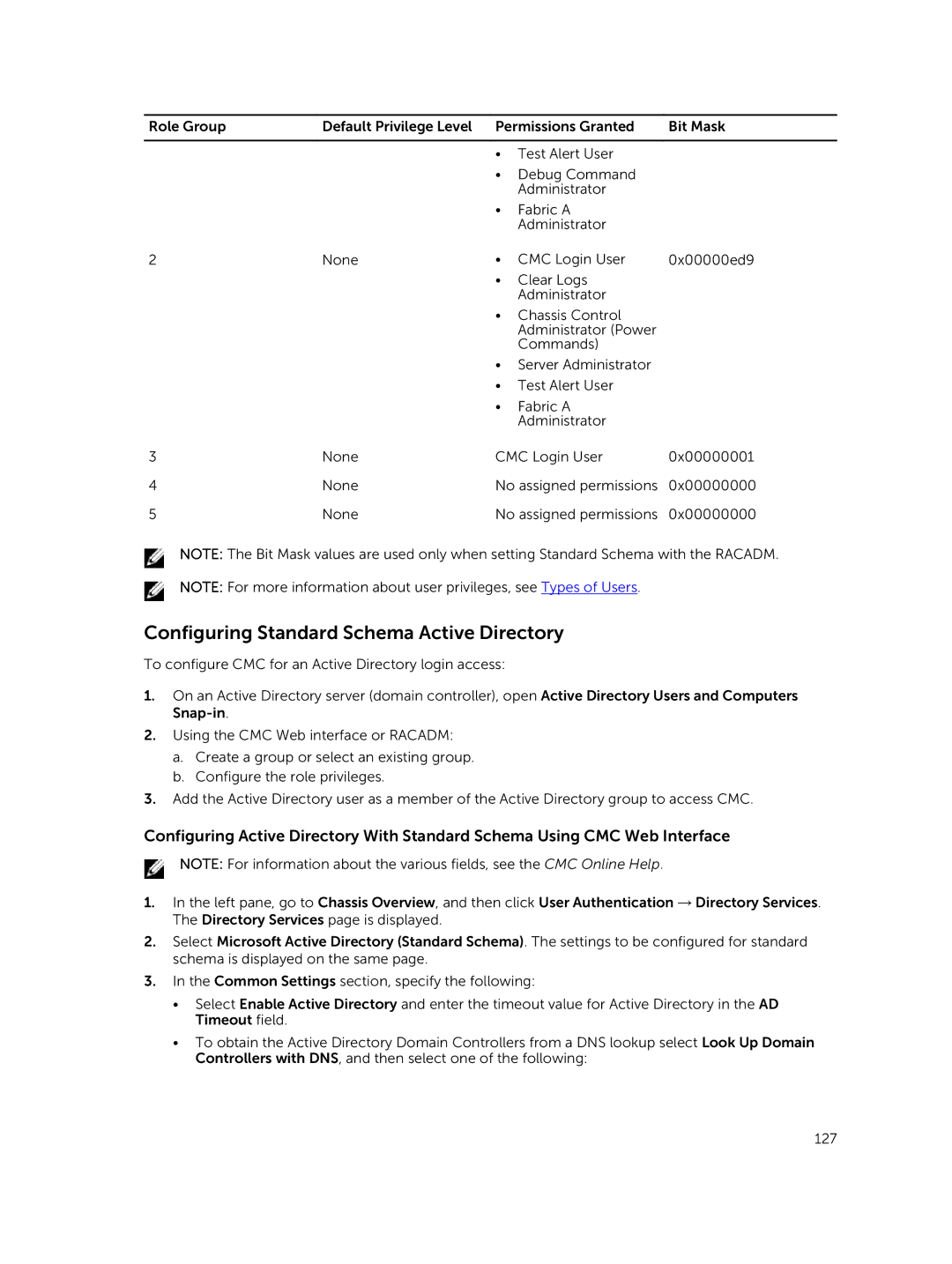 Dell 2 manual Configuring Standard Schema Active Directory 