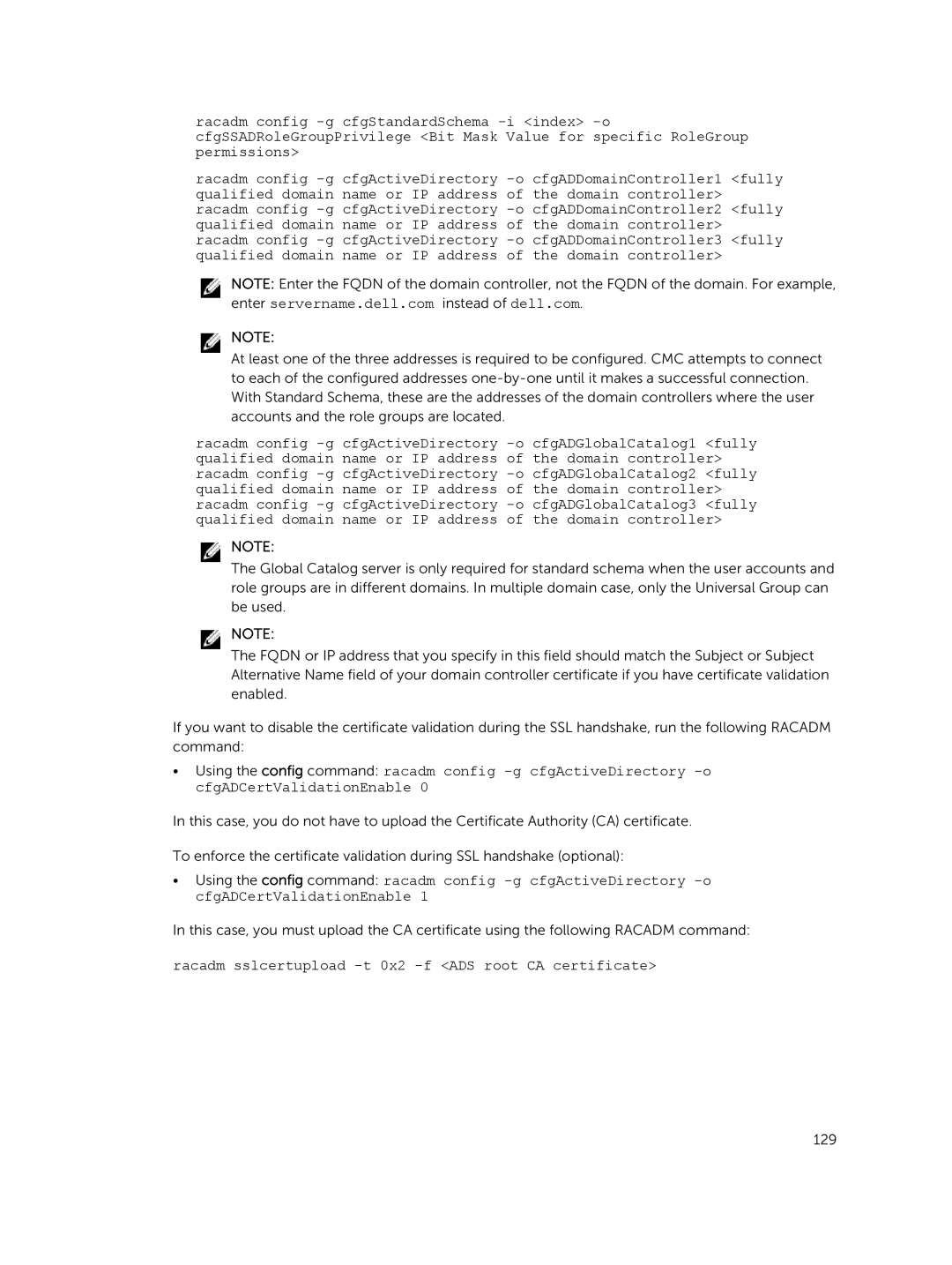 Dell manual Racadm sslcertupload -t 0x2 -f ADS root CA certificate 