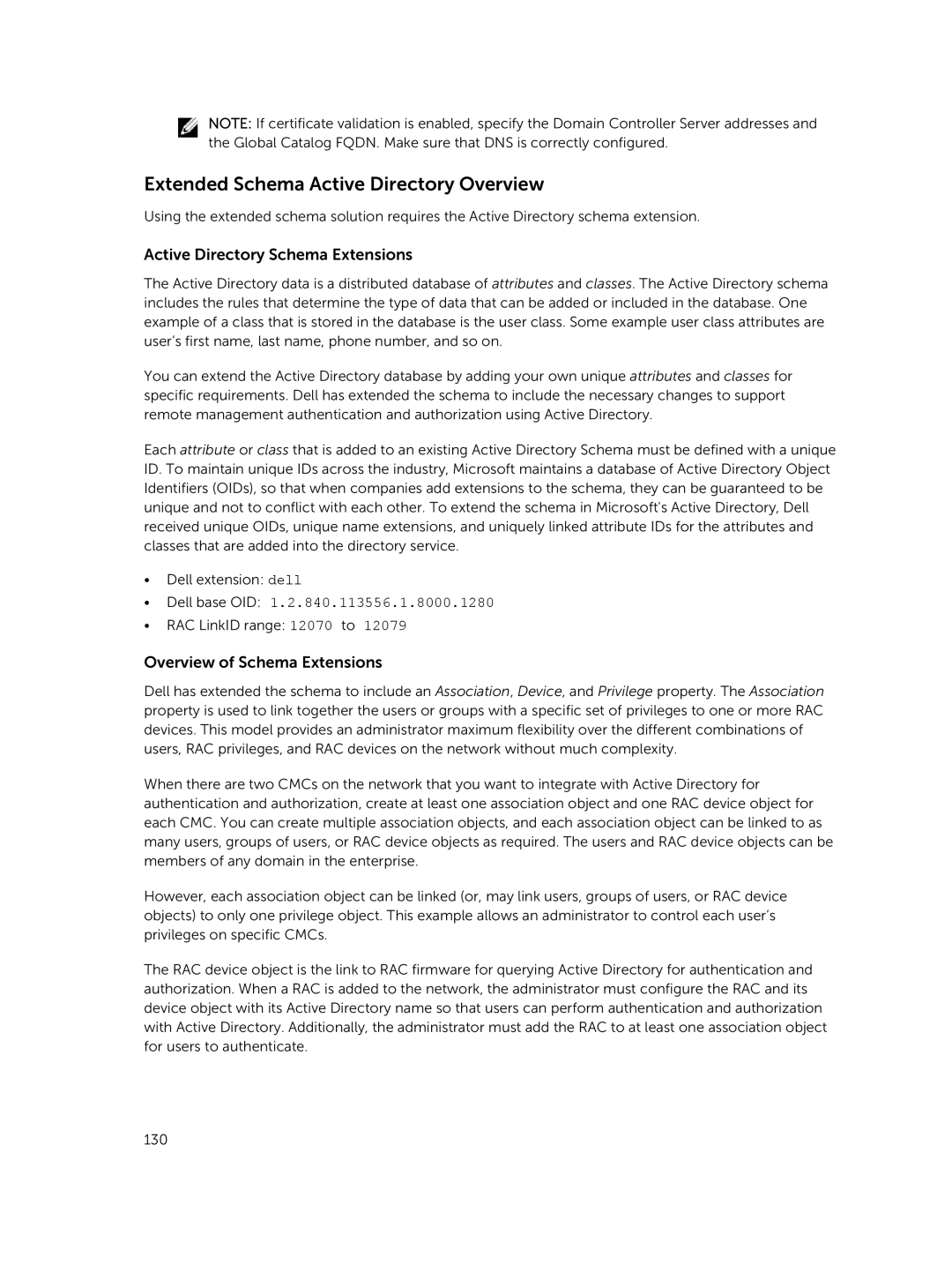 Dell 2 manual Extended Schema Active Directory Overview, Active Directory Schema Extensions, Overview of Schema Extensions 