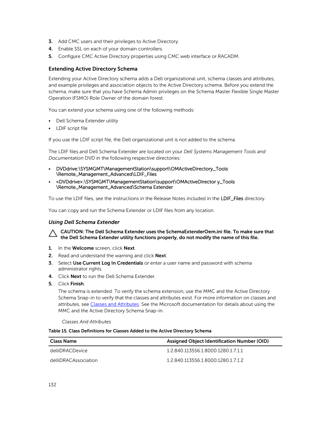 Dell 2 manual Extending Active Directory Schema, Using Dell Schema Extender 