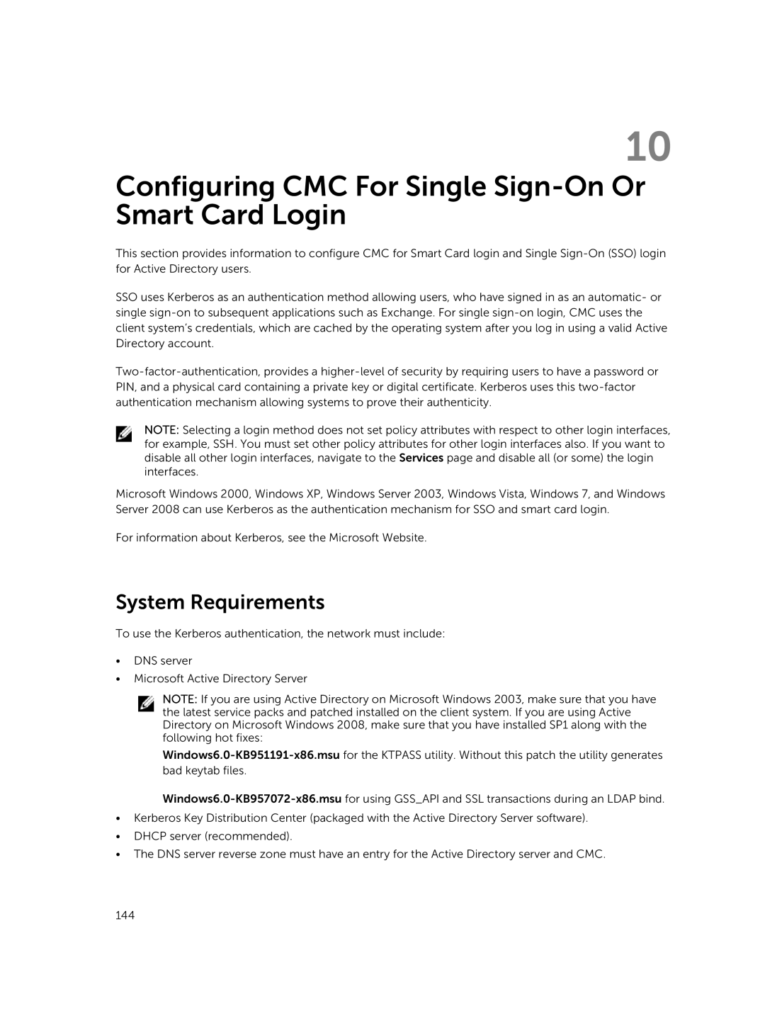 Dell 2 manual Configuring CMC For Single Sign-On Or Smart Card Login, System Requirements 